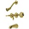 Kingston Brass KB237ACL Three-Handle Tub and Shower Faucet, Brushed Brass KB237ACL - alternate 1